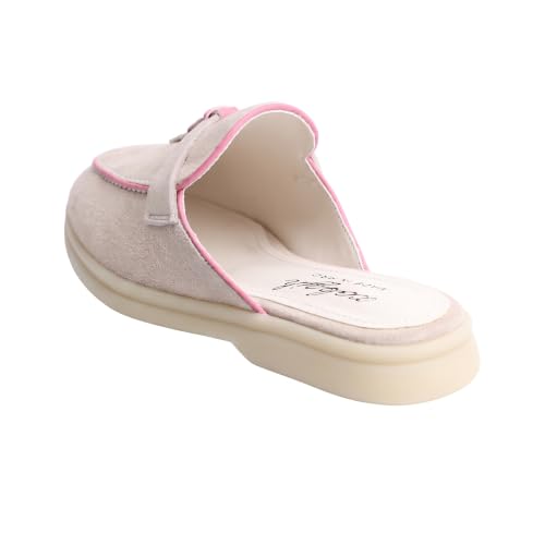 Image of XOBZJH Designer Women's Mules Flat Heel - Suede Leather Flats with Tassel Detail, Comfortable Slip-On Backless Loafers,Casual & Work Shoes