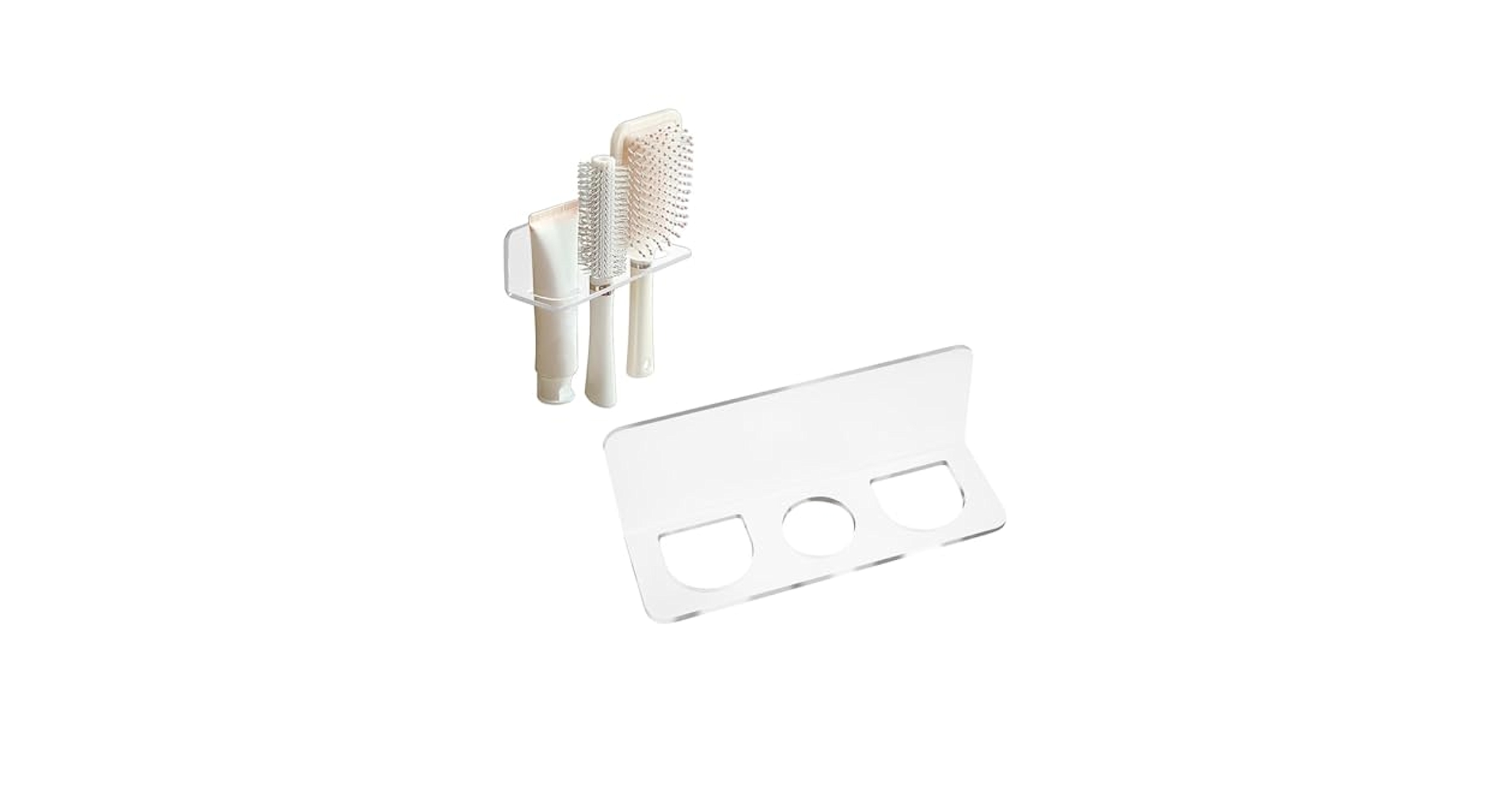 1 Set Wall Mounted Hair Comb Holder Organizer Adhesive Hair Brush Holder Razor Holder With 3 Holes Hair Tool Storage Holder For Hair Tools