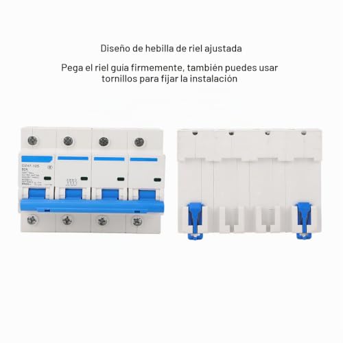 Miniatura 5 de Seafront Disyuntor De 4 Polos 80a 400v, Interruptor De Desconexión, Disyuntor De Montaje En Riel, Retardante De Llama De Pc Para Protección De Energía En El Hogar