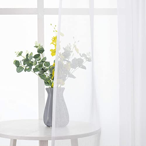 MIULEE 2 Panels Sheer Window Curtains Elegant Window Voile Panels/Drapes/Treatment for Bedroom Living Room 55" Wx102 L Rod Pocket White - Image 2
