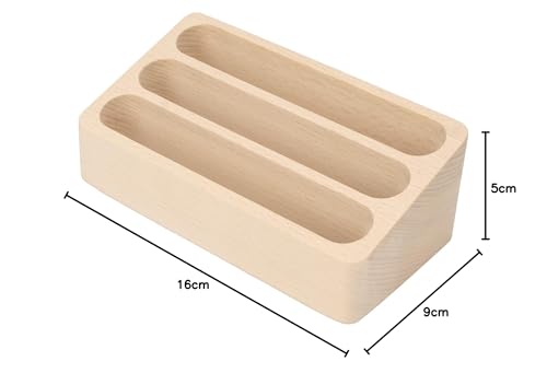 CYSFETENA 3 Slot Visitenkartenständer, Visitenkartenhalter Holz, Visitenkartenhalter aus Holz, Buche Visitenkartenhalter für Büro, Salon, Messe und Empfang