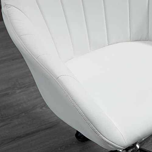 Vinsetto Mid Back Home Office Chair Computer Desk Chair With Pu Leather, Adjustable Height, Swivel Wheels For Study, Bedroom, White #TOP7