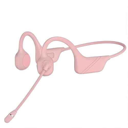 Image of Bone Conduction Headphones with Mic-Callink, Trucker Bluetooth 5.4 Headset with Noise-Canceling Boom Microphone /Mute Function /Dual Connect, Open Ear Headphones for Work Driving Meeting（Pink）
