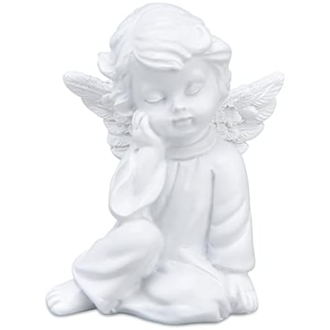 Cyrank Estatuilla de ángeles de querubines, Resina Blanca Estatua de Ángel, Escultura de ángel Adorable Cover