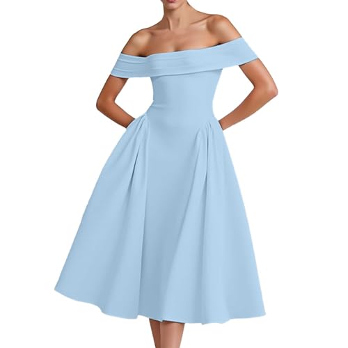 Hochzeitskleid für Damen, elegant, aus Satin, schulterfrei, formelles Abendkleid, Brautkleid mit Taschen, Clubwear, Frühling, Sexyhot, Curvy,...