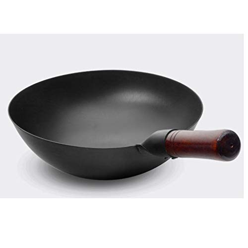 Wok tradicional de hierro fundido con mango de haya desmontable
