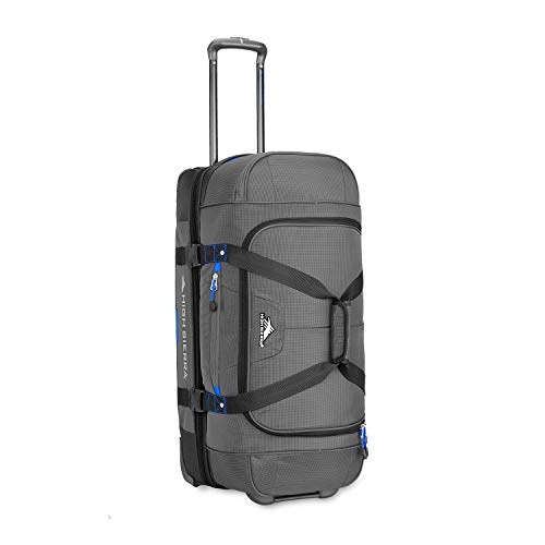 High Sierra Decatur 28 Inch Drop Bottom Portable Wheeled Rolling Polyester Duffel Travel Bag with Recessed Telescoping Handle, Mercury