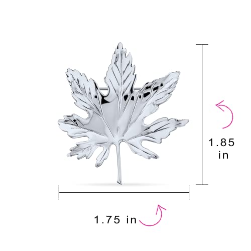 Image of Bling Jewelry Large Canada National Symbol Maple Leaf Pin Brooch Maple Tree Western Jewelry For Women Accessory .925 Sterling Silver Polished