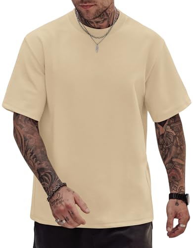 Image of Herberton Mens Oversized T-Shirts Heavyweight Cotton Stretch Fashion Thick Tee Tops (S-3XL)