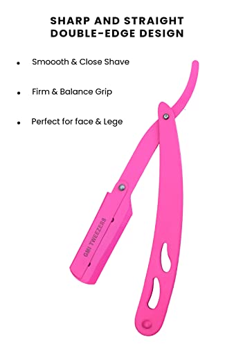 Straight Edge Razor Stainless Steel Scale – Sharp, High Hardness Carbon Steel Cutthroat Straight Edge Blade. (Pink) #TOP4