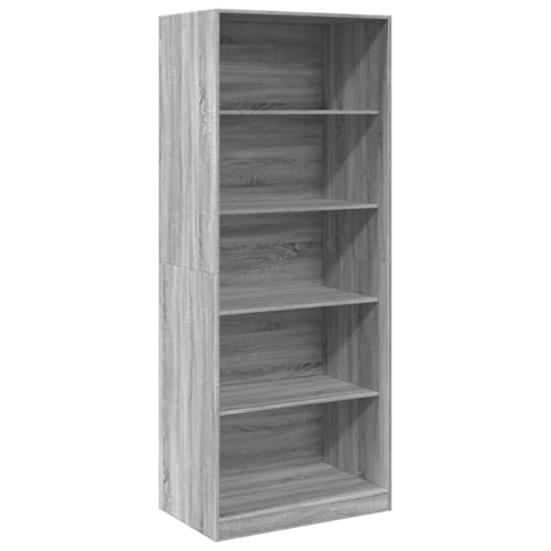 Armario gris Sonoma de 80x50x200 cm en madera de ingeniería para almacenamiento de ropa 4