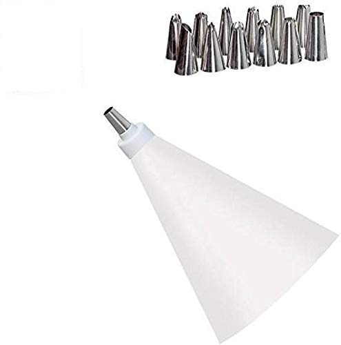 ELITE OFFERING 12 Piece Cake Decorating Set Frosting Icing Piping Bag Tips with Steel nozzles. Reusable & Washable. 1
