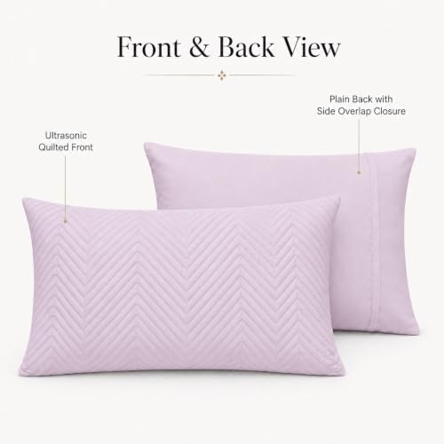 Image of RD TREND Quilted Pillow Cover Set of 2 (18x28, Mauve Rose)