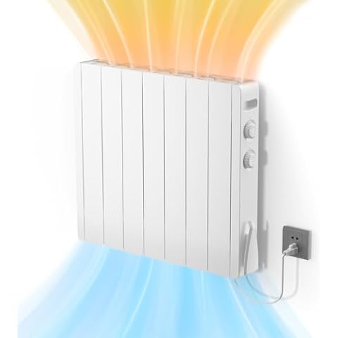 Fierscial 1500W Electric Panel Wall Heater, Plug-in Smart Convection Space Heater For Indoor Use, Quiet Fan-Less Design, Freestanding/Wall Mount Heater With Adjustable Thermostat, Knob Switch(White) Cover