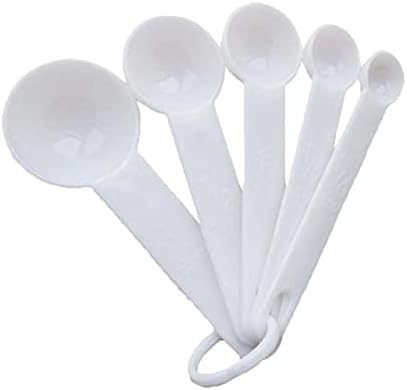 5pcs/Set Kitchen Measuring Spoon Creative Baking Cooking Silicone Measuring Tool Ladle with Scale Measuring Spoons Tools(Color:White), China (White China)