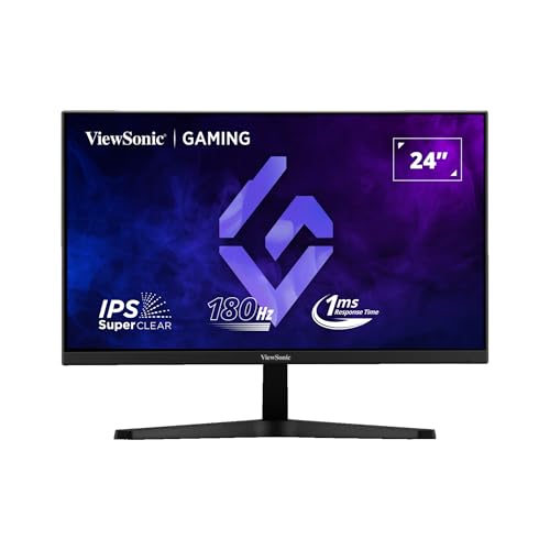 ViewSonic VX24G1-HD Écran PC Gamer 180 Hz, Moniteur Gaming 24 Pouces, Full HD 1920p x 1080p, 1ms MPRT, IPS Panneau, G-Sync Compatible, 111% sRGB, HDMI 2.0 x2, DisplayPort, Anti-Scintillement