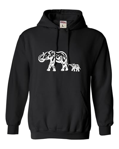 Go All Out Medium Black Mens Abstract Elephant Sweatshirt Hoodie