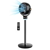 ROVSUN 3-in-1 Standing Fan for Bedroom, 40' Pedestal & Tabletop Fan, 120°+90°Omni-directional Oscillating Fan with Remote, Mood Lighting, 3 Speeds, 12H Timer and Adjustable Height, Black 110V 40W