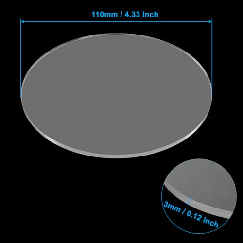 Image of Hitefu Clear Circle Acrylic Sheets, 4.3 Inch, 10 Packs, 3mm Thick | Transparent Plexiglass, For Signs & Photo Frames, Art Craft & DIY Display Projects