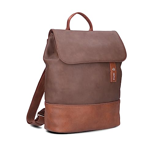Zwei Damen City-Rucksack Jana JR13 Damenrucksack 7 Liter, sportlich-eleganter Look bicolor, DIN-A4 Größe, weiches Kunstleder, Rückenpolsterung, Hauptfach mit Reißverschluss (cognac)