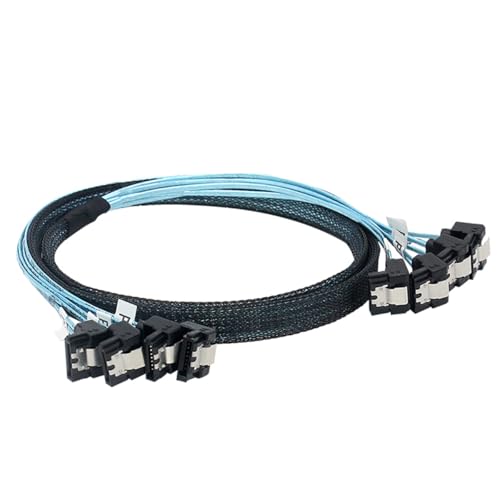 Cable Interno SAS 4.0 a SATA 4X 90 Grados 0.5m