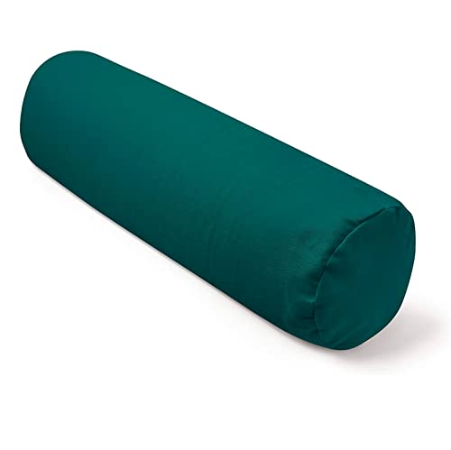 Present Mind Yoga Bolster für Yin Yoga - Made in EU Yogakissen Ø20 cm Smaragdgrün - 100% natürliche Yogarolle mit Buchweizenschalen Füllung Bezug Waschbar