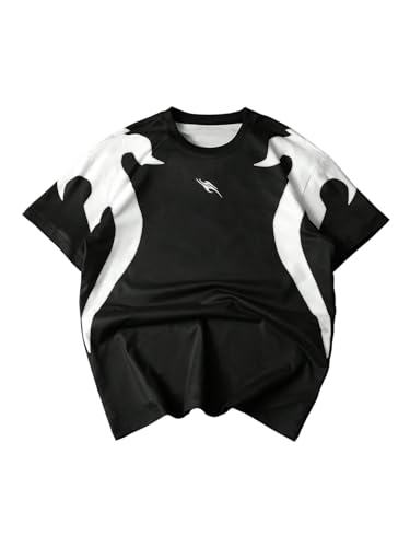 Image of GORGLITTER Men's Y2k Graphic Shirts Oversized Crewneck Short Sleeve Summer Vacation Cool Boxy Streetwear Tee Top