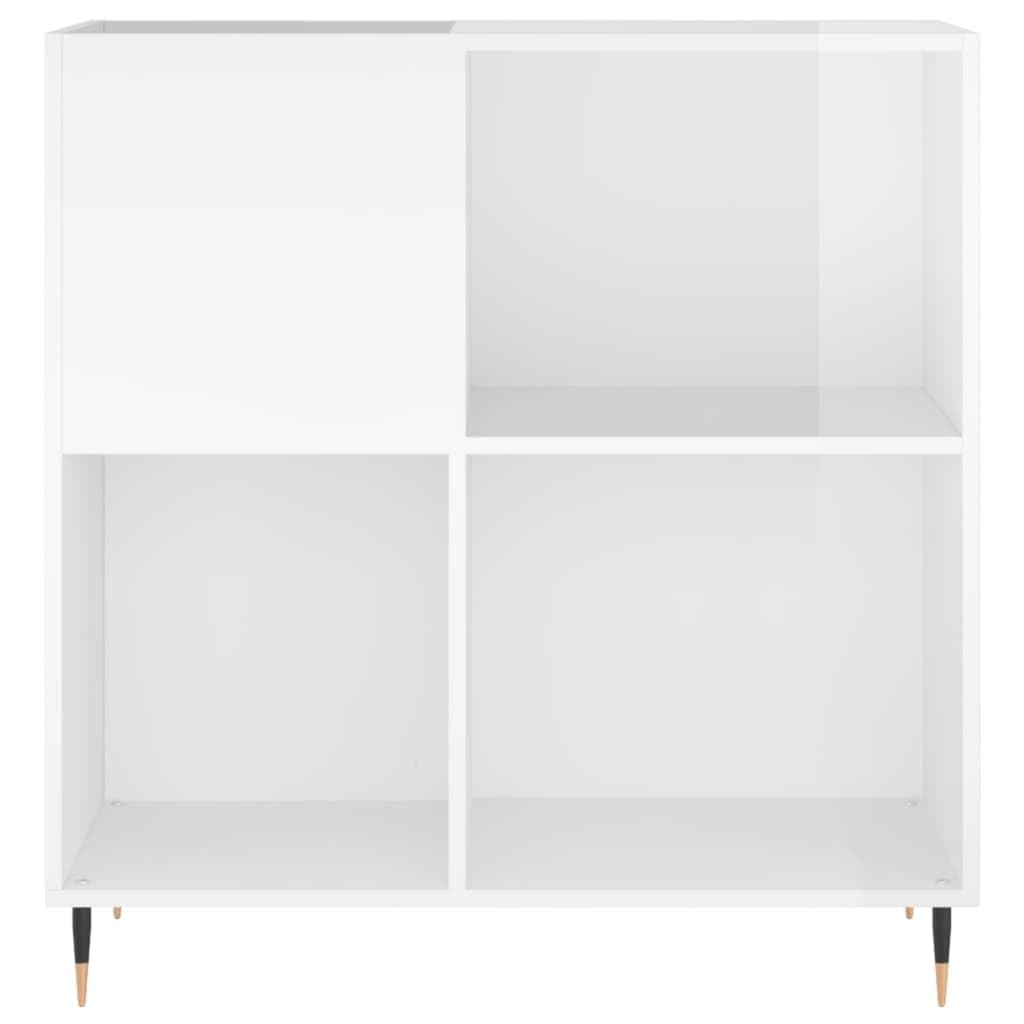 vidaXL Mobile Porta Dischi Bianco Lucido 84,5x38x89 Legno Multistrato