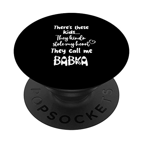 Poland Polish Grandma Grandmother These Kids Call Me Babka PopSockets Swappable PopGrip, Black