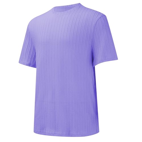 Men's Casual Shirts Crewneck Texture Short Sleeve Tops 2025 Summer Lightweight Sports Work Summer Running Undershirt4