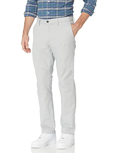 Amazon Essentials Slim-Fit Wrinkle-Resistant Flat-Front Chino Pant Pantalones Informales, Gris Claro, 28W / 32L