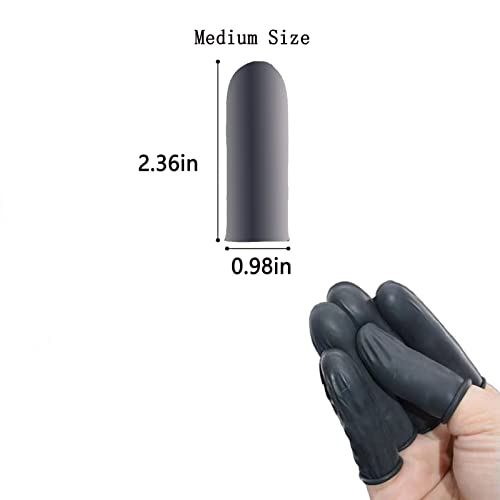 Zxfuture (Approx. 450 Pcs) Black Disposable Latex Finger Cots Anti Static Rubber Fingertips Protective,Medium Anti Finger Cots For Electronic Repair,Handmade, Industrial (Black Finger Cots) #TOP2