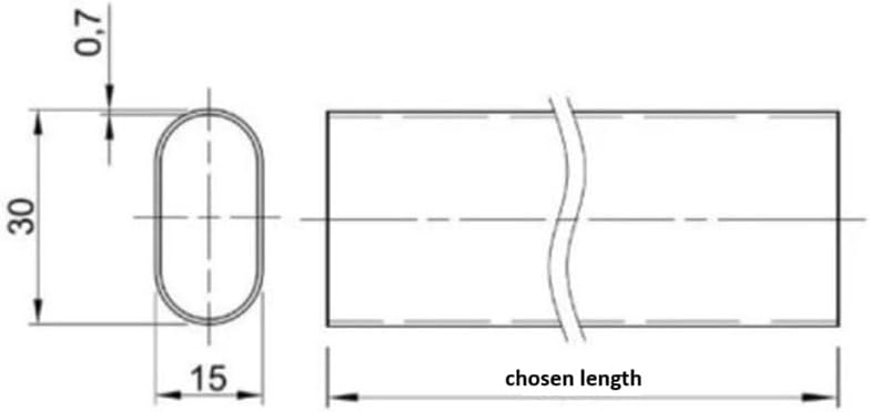 Black Oval Steel Wardrobe Rail/Rod, Customizable Length, Includes Rail End Supports (1100mm)