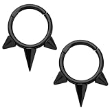 [From da Phactory] フロム ダ ファクトリー スパイクワンタッチセグメントリング 16G サージカルステンレス 軟骨ピアス ボディピアス2個(ブラック16G 内径8mm 2個)