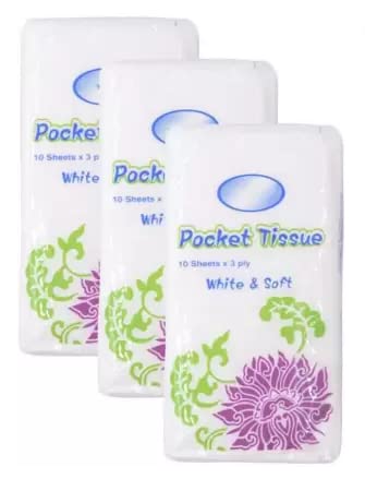 DOMUM Soft Pocket Tissue Packs, Cotton Tissue, Face Tissue, Disposable Tissue Paper Packets For Face, Women, Men, Kids, ETC - 30 Sheets (Pack Of 3).