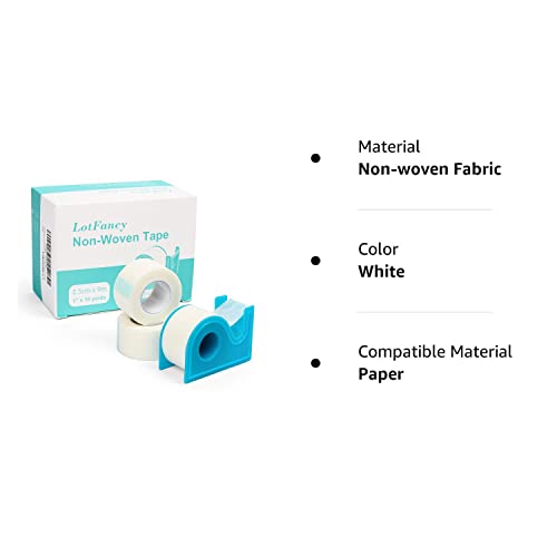 Lotfancy Medical Tape,12Rolls 1Inch X 10Yards, Surgical Paper Tapes, Wound First Aid Tape, 2 Dispensers Included #TOP7