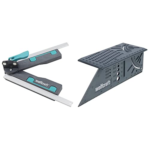 wolfcraft 6957000 Fausse équerre pour scies à Onglet & 5208000 Équerre 3D d'onglet 150 x 275 x 66 mm - Traçage angle de 45° à 90°