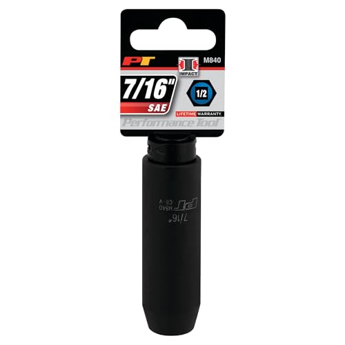 Image of Performance Tool M840 1 /2 Drive Impact Socket, 7 /16 - Durable and Reliable Socket for Heavy-Duty Tasks with High Torque Requirements