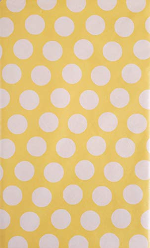 Mainstream Easter Polka Dots Vinyl Flannel Back Tablecloth (White On Yellow, 52" X 70" Oblong) #TOP8