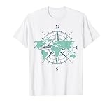 Cartography Traveler Travelling Compass World Map T-Shirt