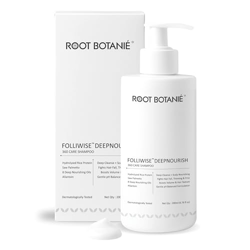 FOLLIWISE Anti Hair Fall & Deep Nourish Shampoo | Hairfall Control & Scalp Microbiome Balance | Rice Water, Silk Protein, Rosemary & Peptides| Strengthens Frizzy & Weak Hair | Men & Women | Sulphate & Paraben Free | 200ml