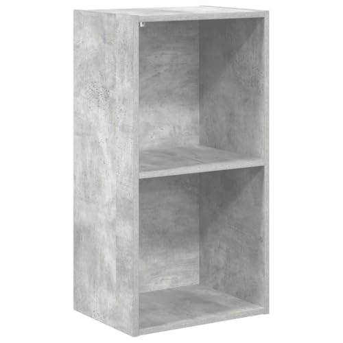 vidaXL Bücherregal 2 Fächer Standregal Aktenregal Wandregal Raumteiler Regal Büroregal Mehrzweckregal Betongrau 40x30x76,5cm Holzwerkstoff