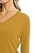 QUALFORT Women's Sweater V Neck Lightweight Long Sleeve Pullover Sweater Mustard Yellow Medium