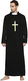 Fantasia Roupa Padre Adulto Festa Junina Halloween Com Crucifixo