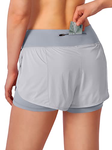 Soothfeel Women's 2 In 1 Running Shorts Workout Athletic Gym Yoga Shorts For Women With Phone Pockets #TOP1