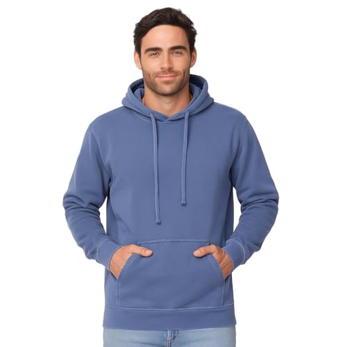 10oz Heavy Weight Pigment-Dyed Pullover Fleece Hoodie Relaxed Roomy Fit Cotton Blend Unisex Blanks Style 417