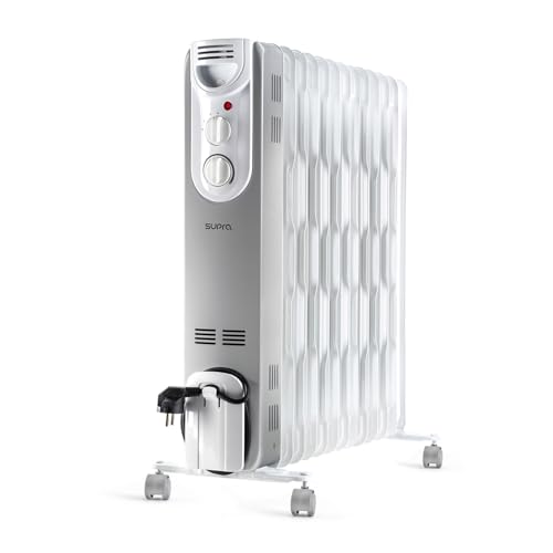 SUPRA ORSO 2500 - Radiatore a olio 2500W, 3 potenze, fino a 25m2, avvolgicavo, ruote, maniglia per il trasporto, antiribaltamento, termostato meccanico, spia di funzionamento, bianco