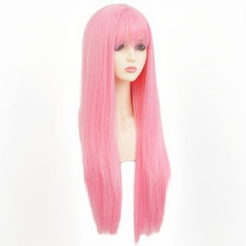 Perruque rose longue raide pour changer de coiffure sans abîmer vos cheveux - 3