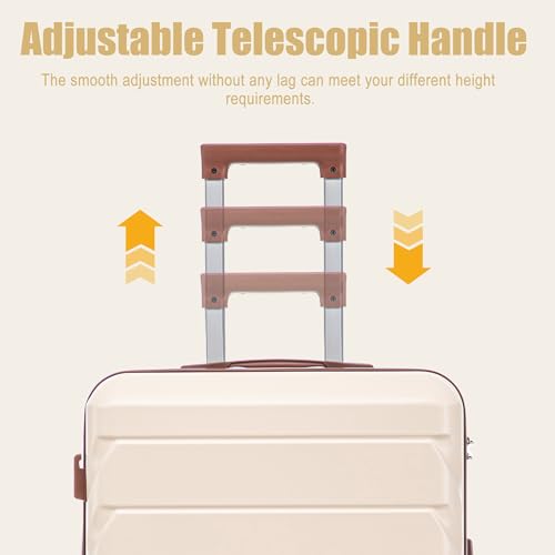Image of 28 Inch ABS Hard Shell Large Luggage With Combination Lock and Side Hooks, Beige