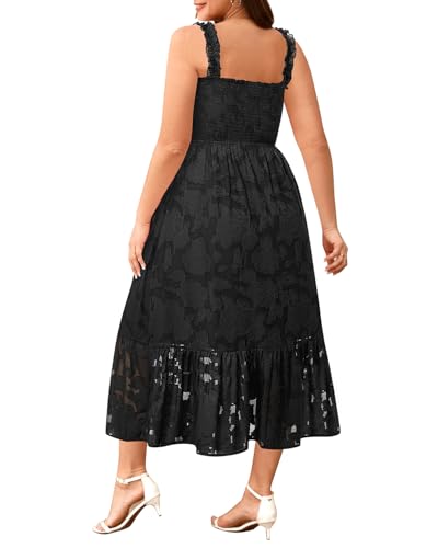 Image of Plus Size Summer Dress - Sun Boho Beach Casual Floral Spaghetti Strap Sleeveless Long Maxi Dresses
